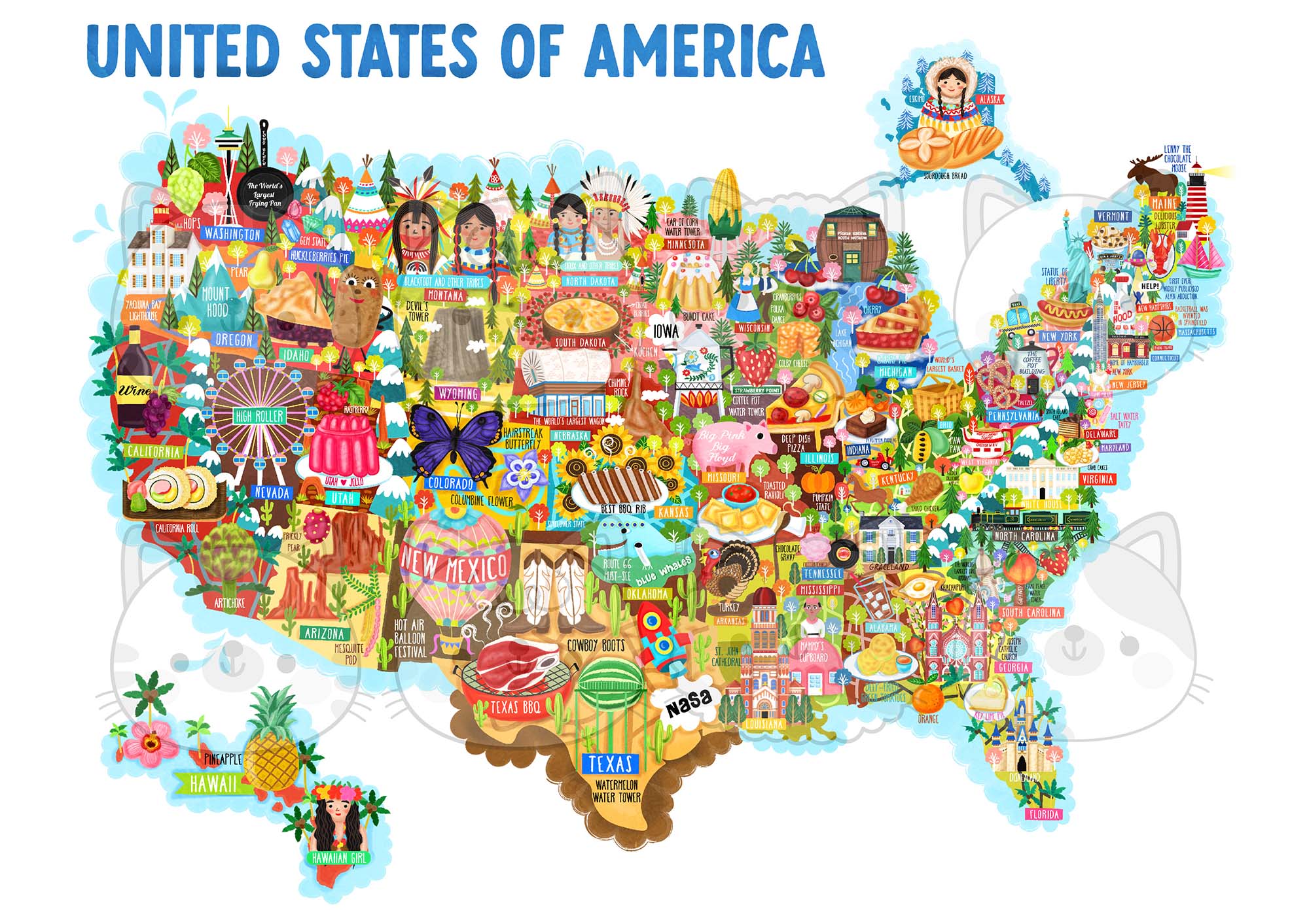 USA map poster