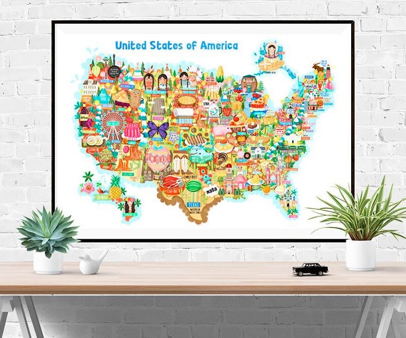 USA Map Poster