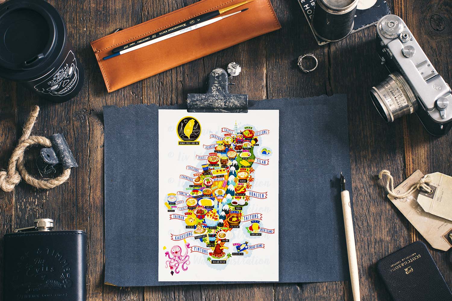 Taiwan Street Food Map Postcard