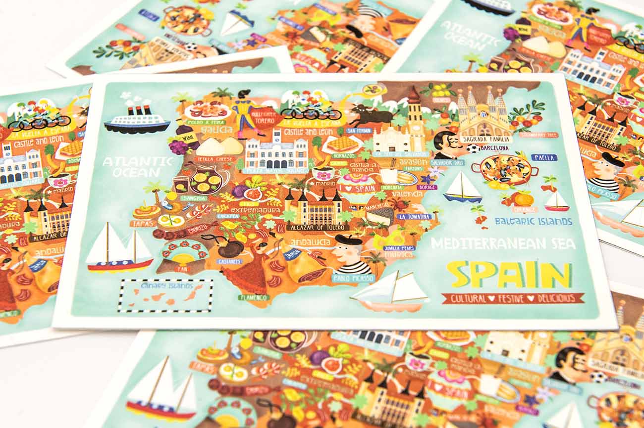 Spain Postcard Map