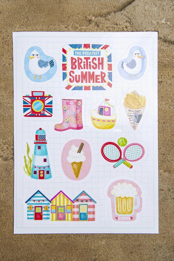 The Greatest British Summer Sticker Set-11 stickers-A5 sticker sheet-summer travel planner stickers