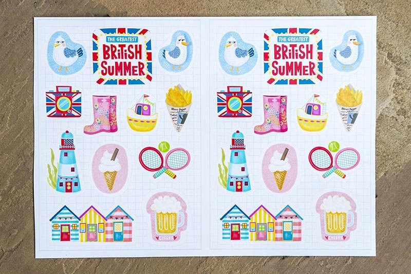 The Greatest British Summer Sticker Set-11 stickers-A5 sticker sheet-summer travel planner stickers