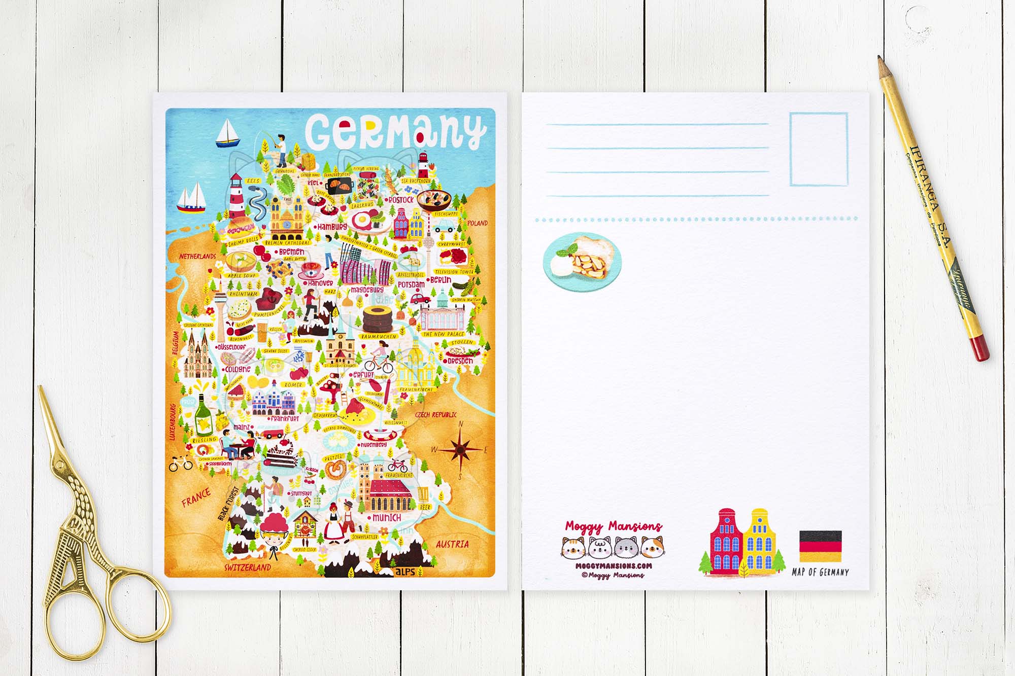 Germany map postcard