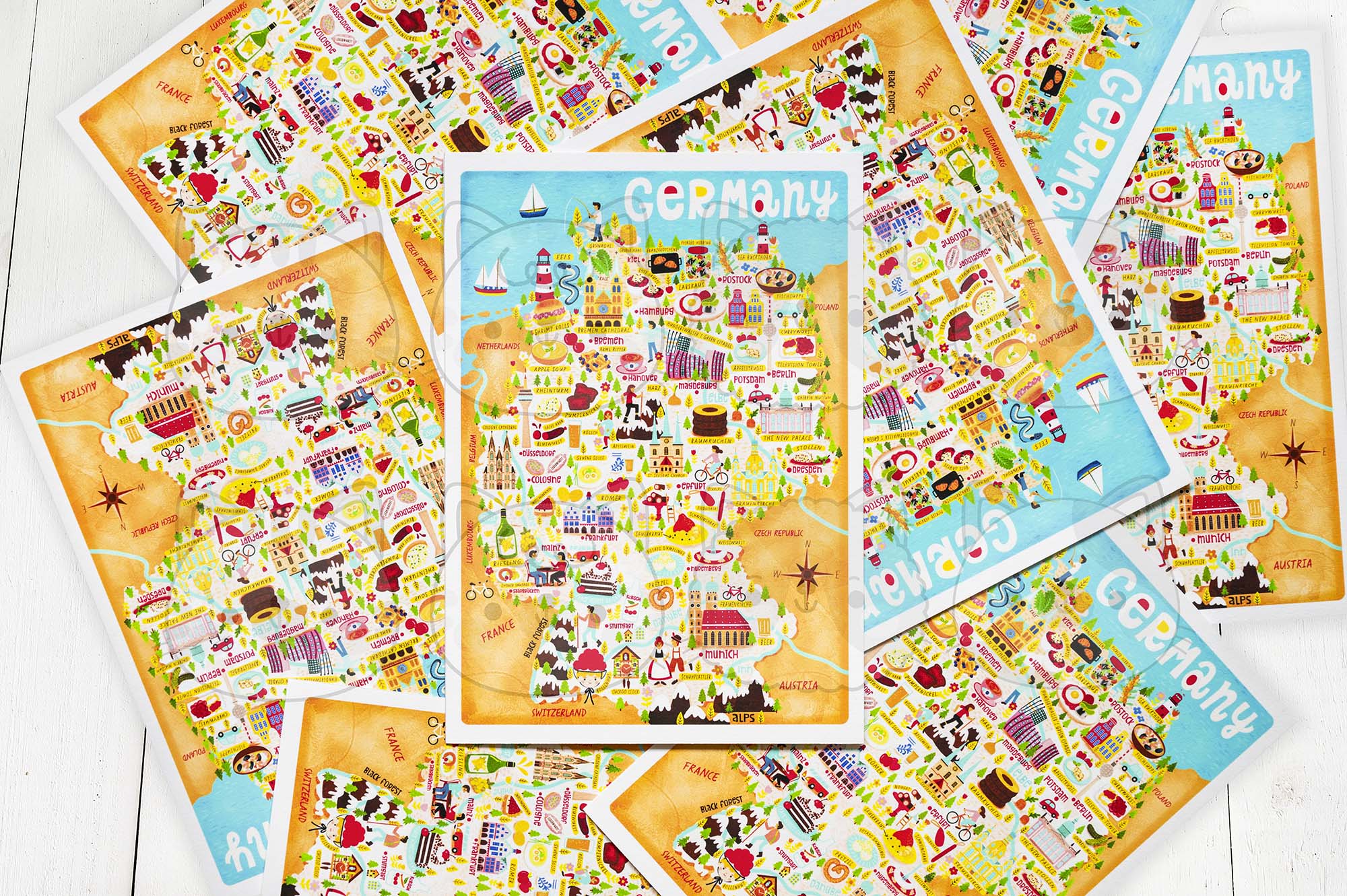 Germany map postcard