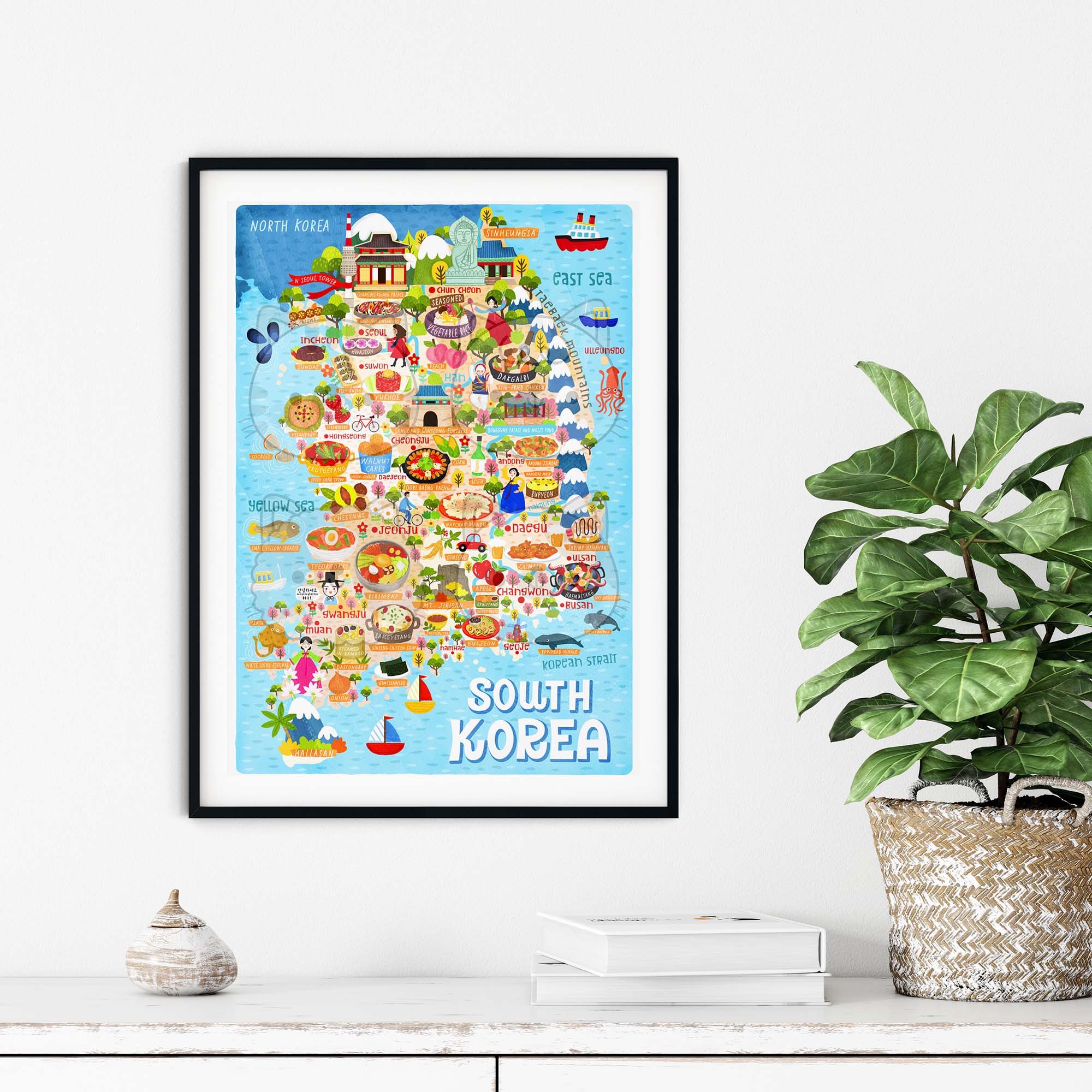 South Korea Map Poster