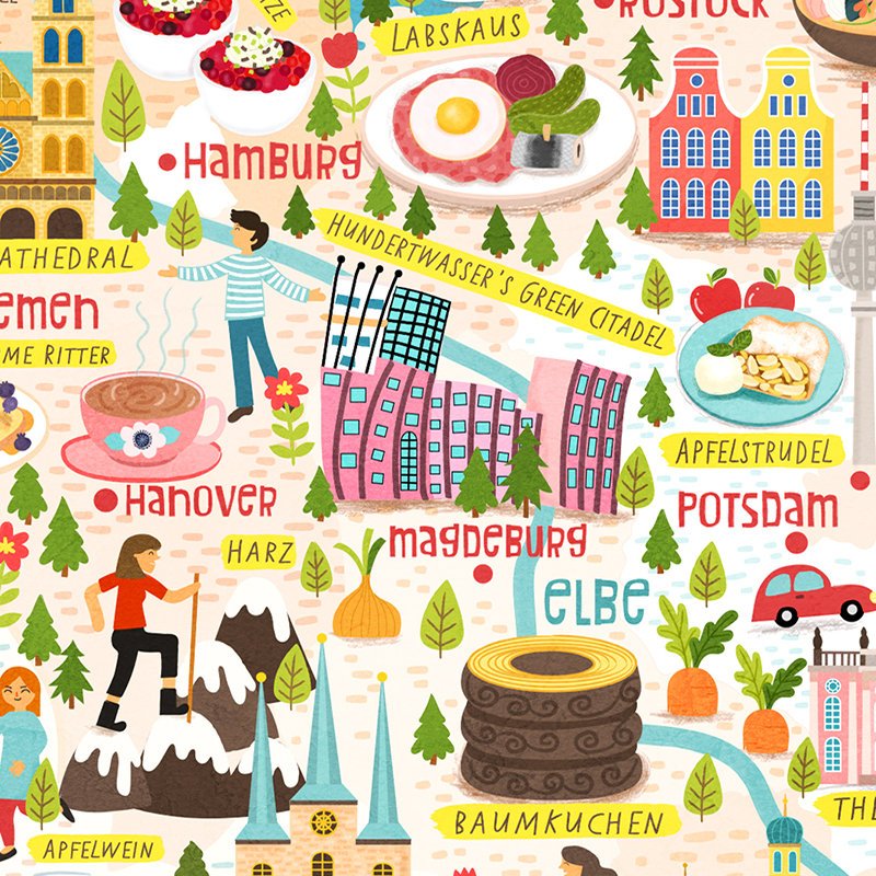 Germany Map Poster Wall Art Illustration - Image 4