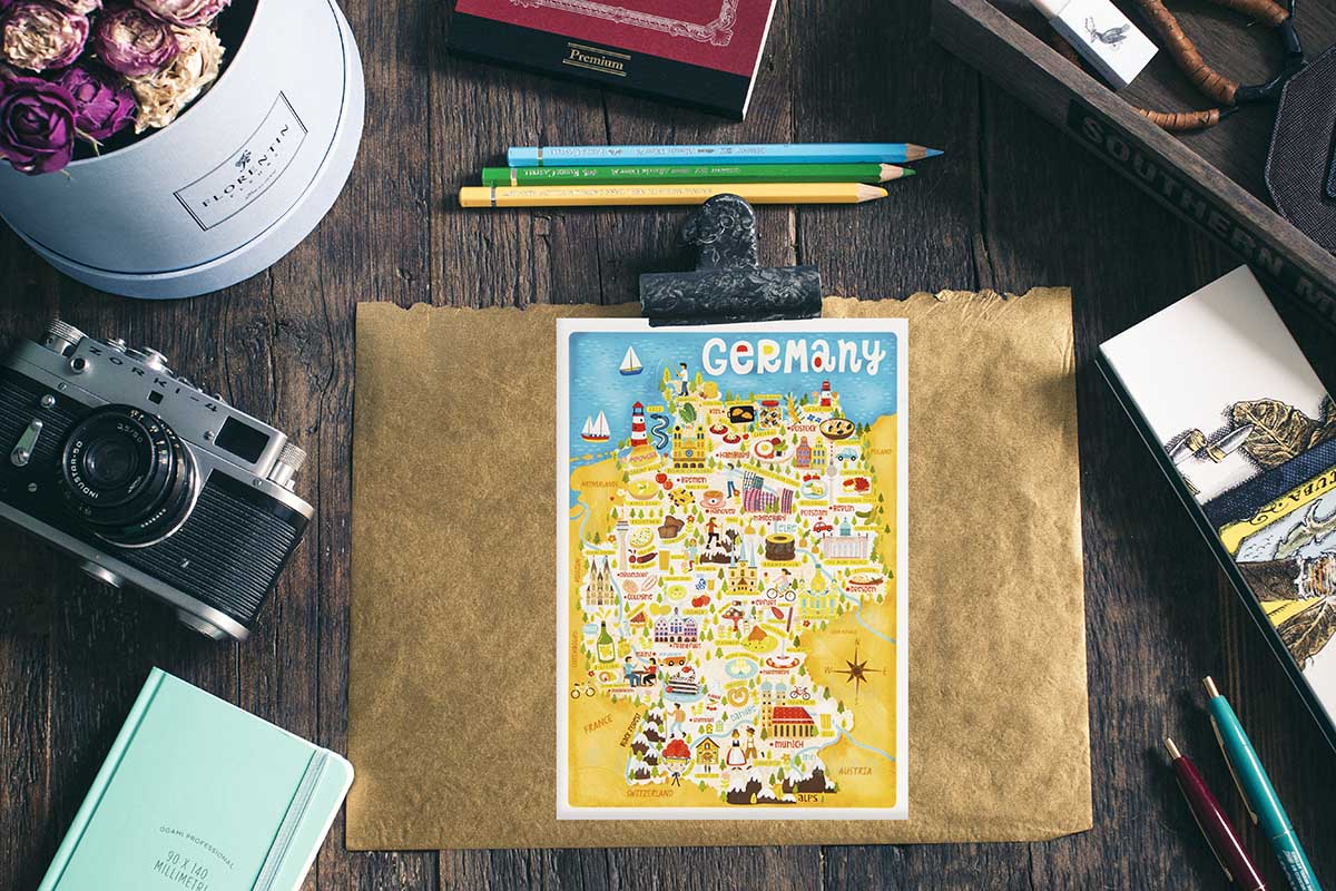 germany map postcard