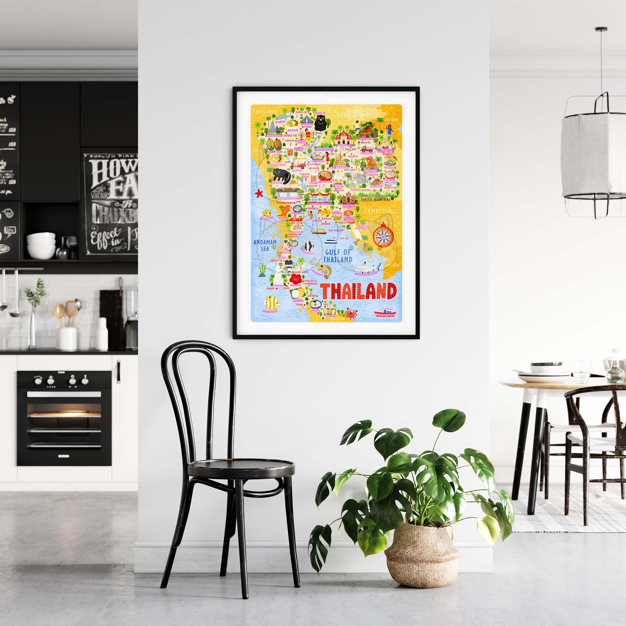 Thailand map poster