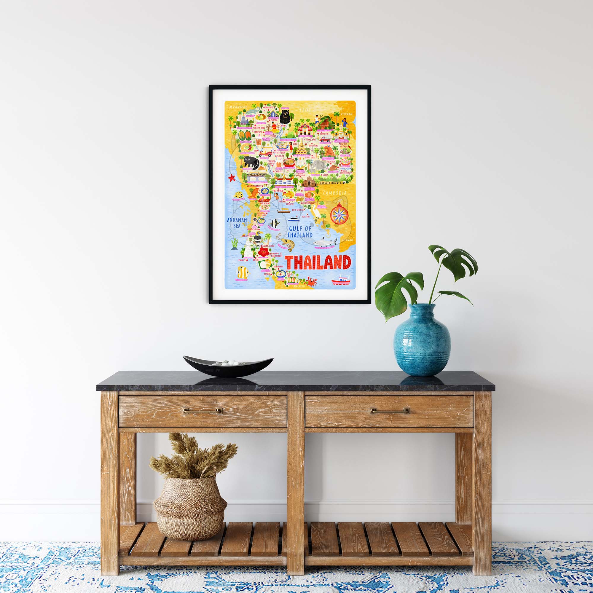 Thailand map poster