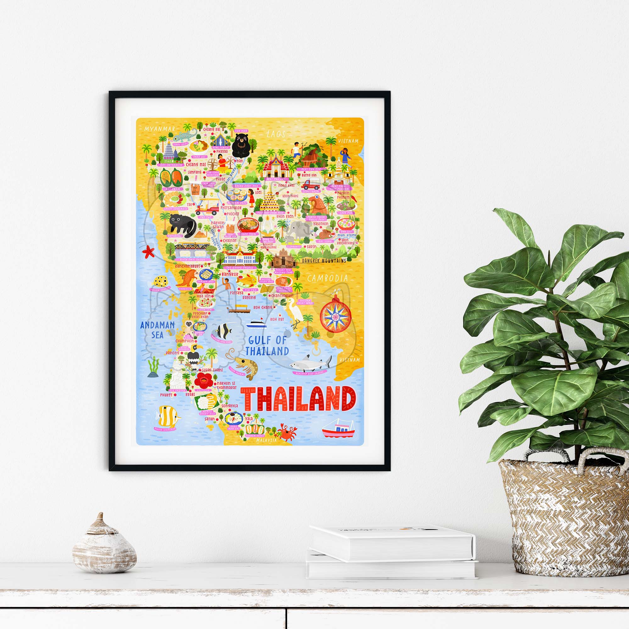 Thailand map poster