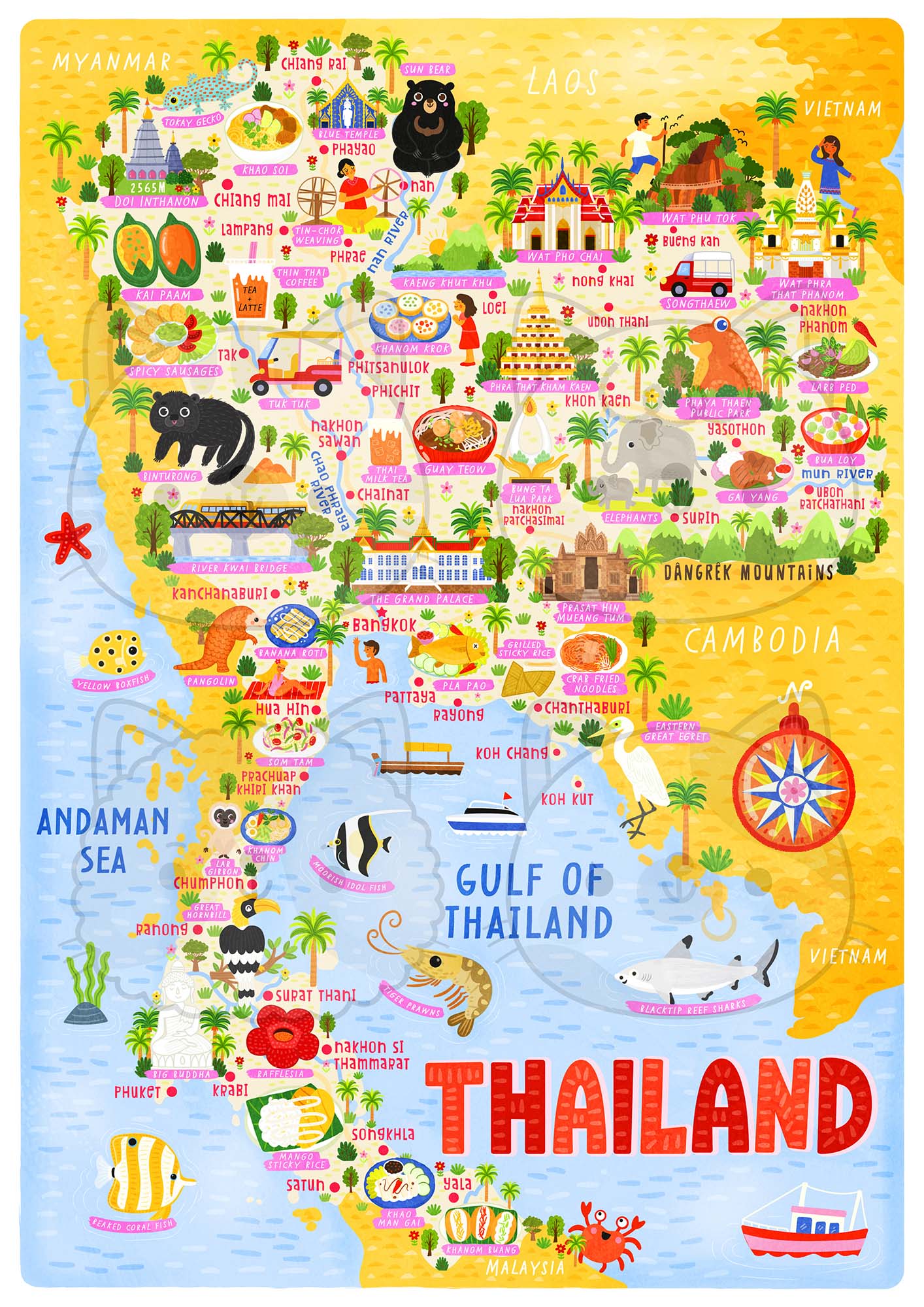 Thailand map poster
