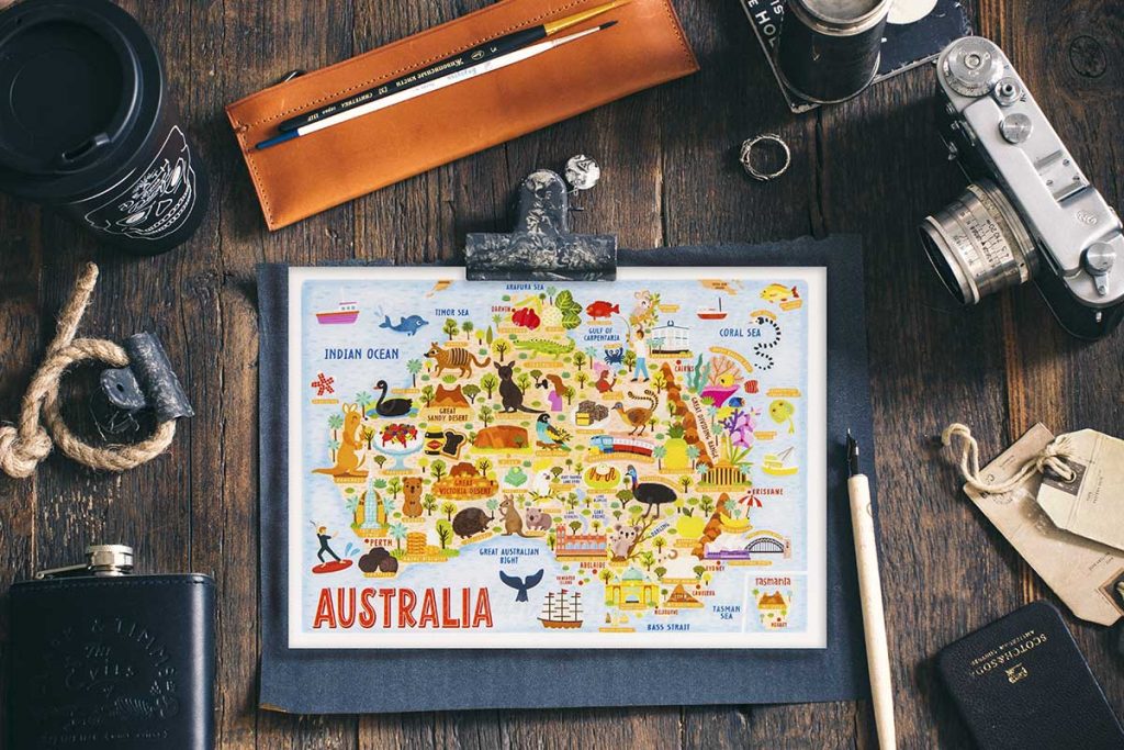 australia map postcard australia map postcard