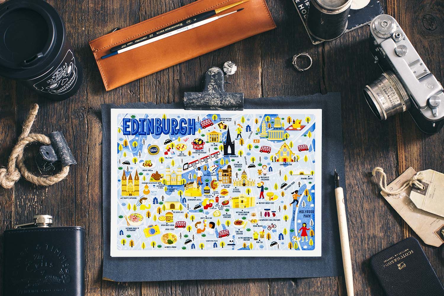 Edinburgh map postcard