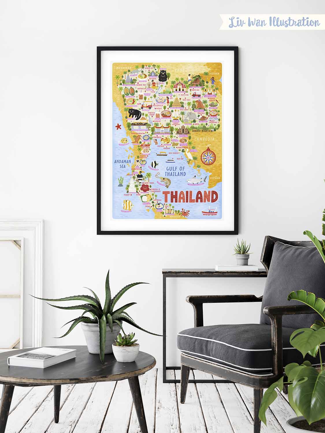 thailand map poster