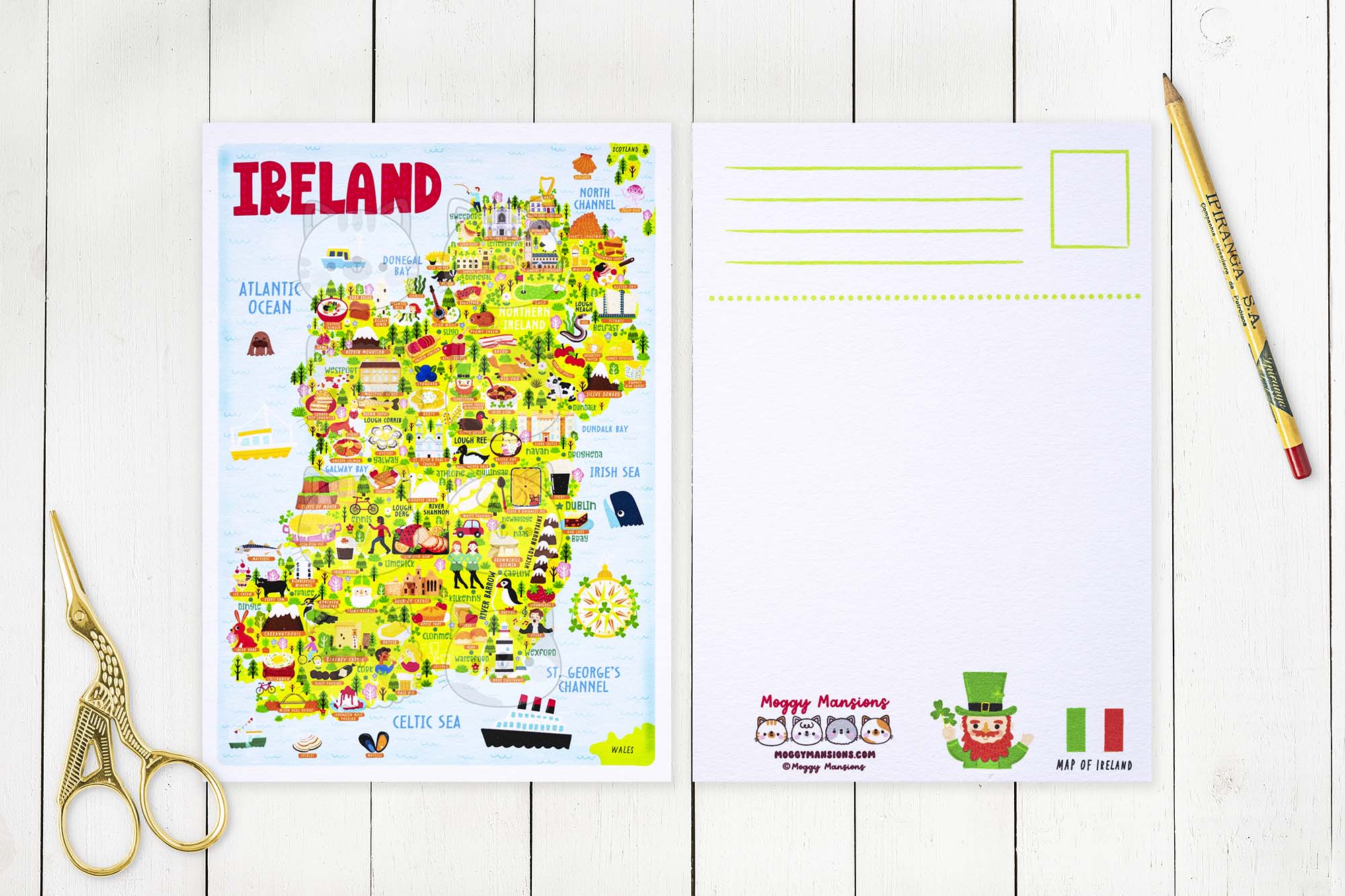 Ireland map postcard