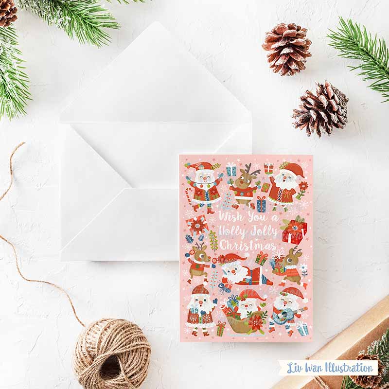 Wish You A Holly Jolly Christmas Greeting Card