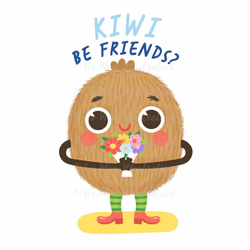 Kiwi Be Friends Food Pun Sticker
