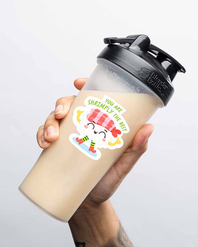 Shrimply The Best Food Pun Sticker