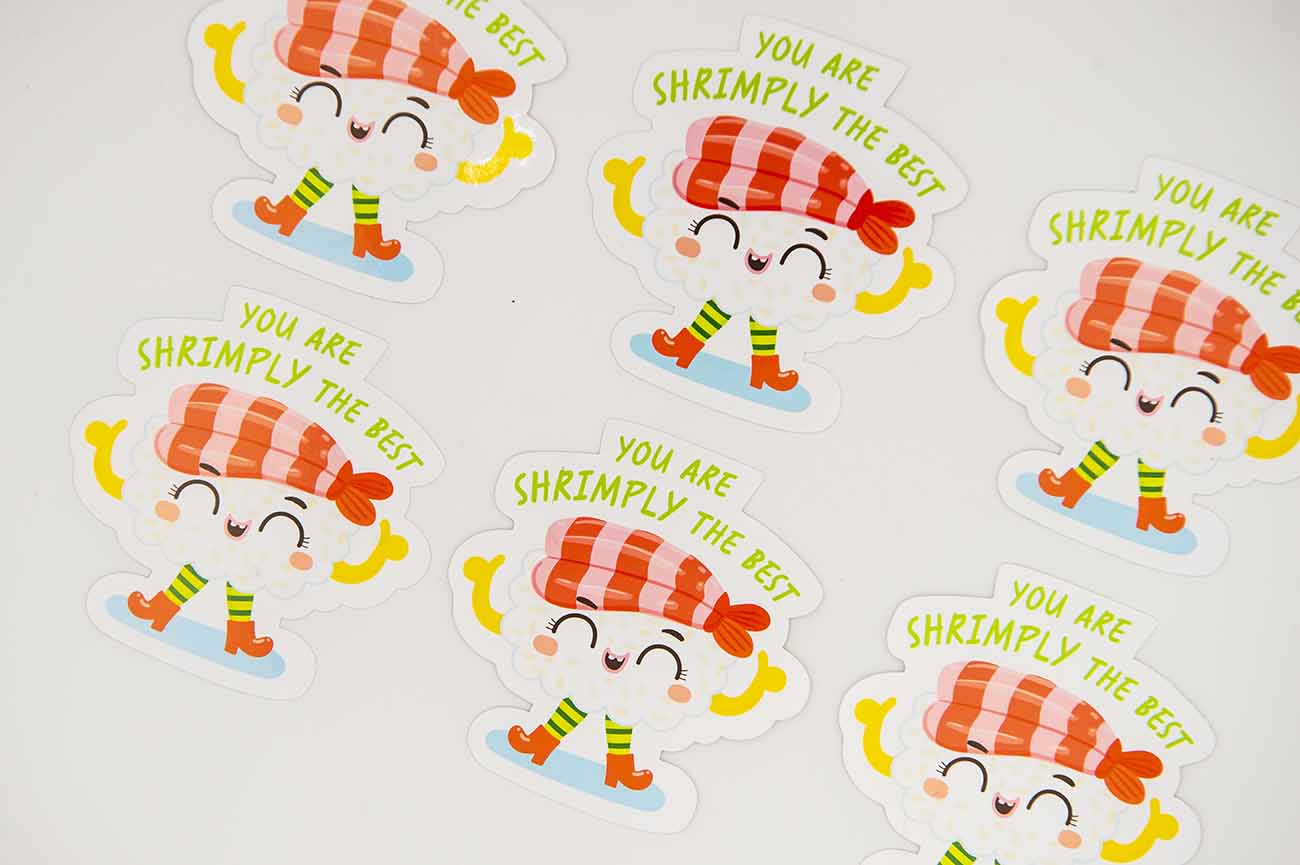 Shrimply The Best Food Pun Sticker