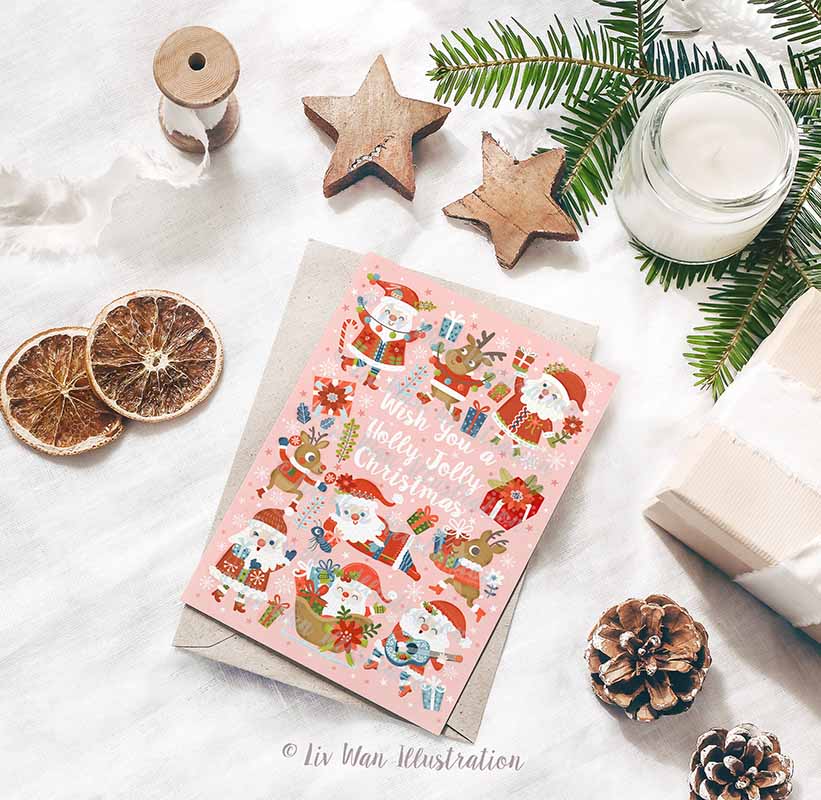 Wish You A Holly Jolly Christmas Postcard