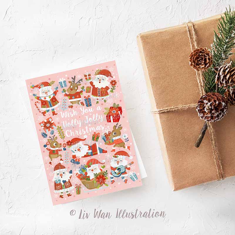 Wish You A Holly Jolly Christmas Postcard