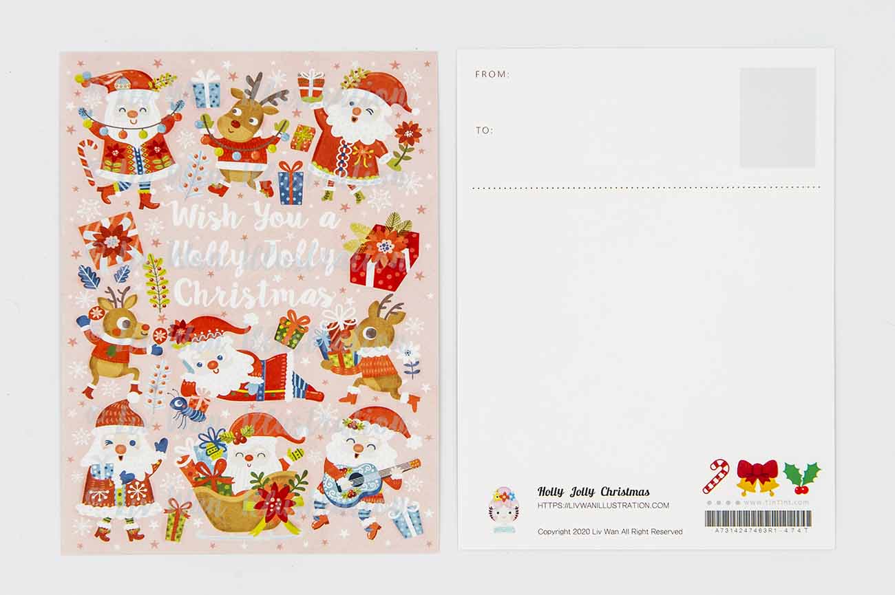 Wish You A Holly Jolly Christmas Postcard