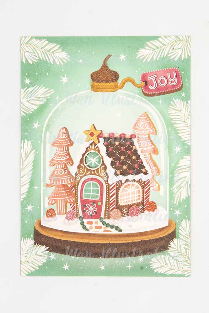 Gingerbread House Christmas Postcard