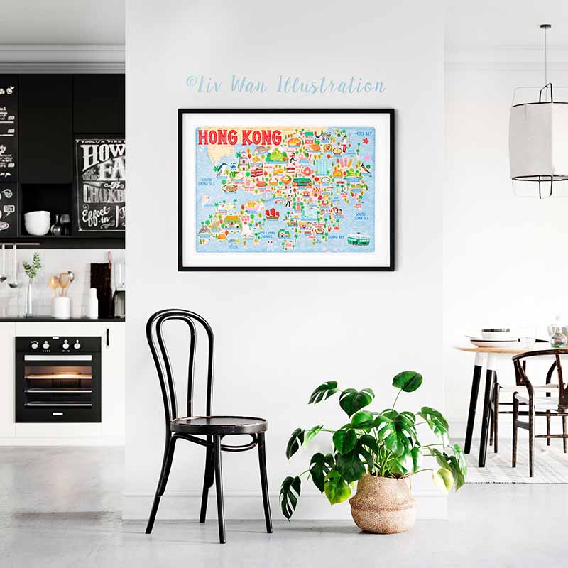 hong kong map poster