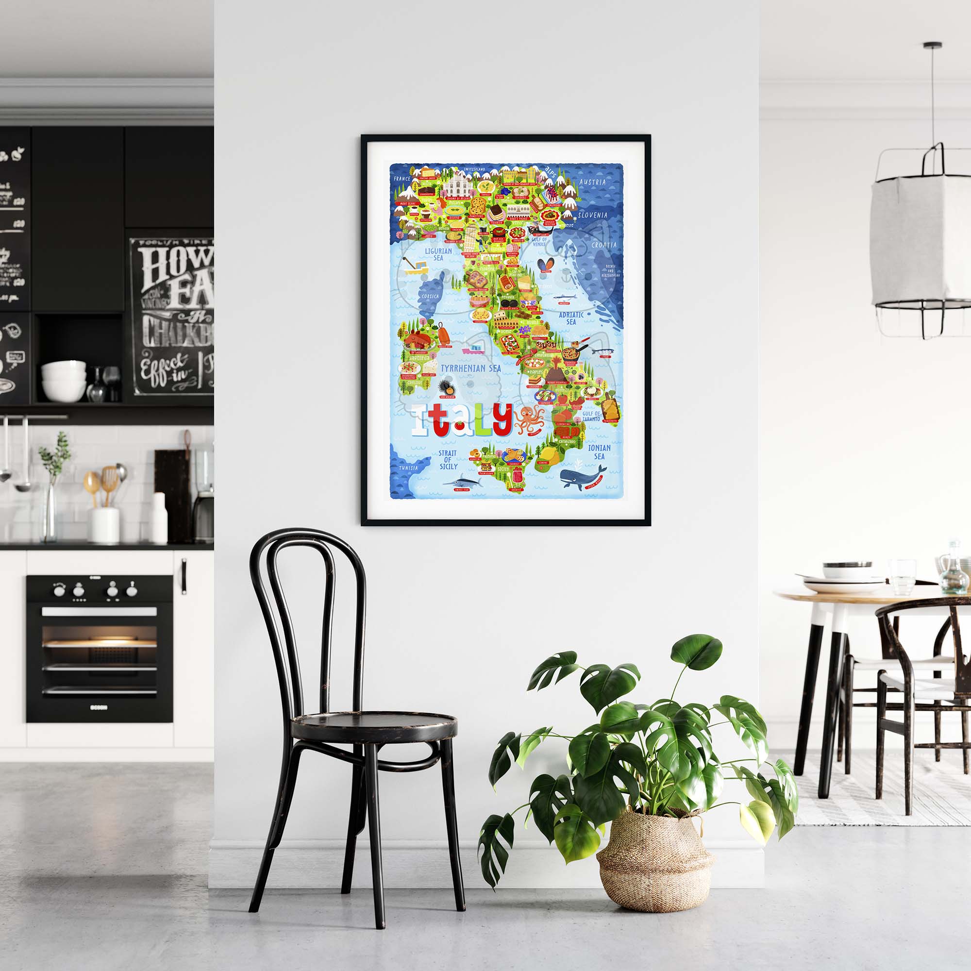 Italy map poster