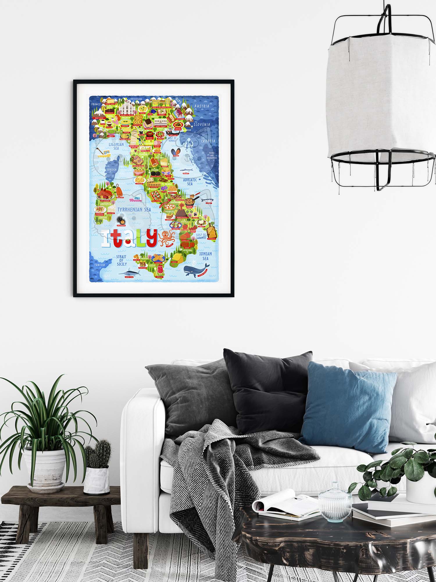 Italy map poster