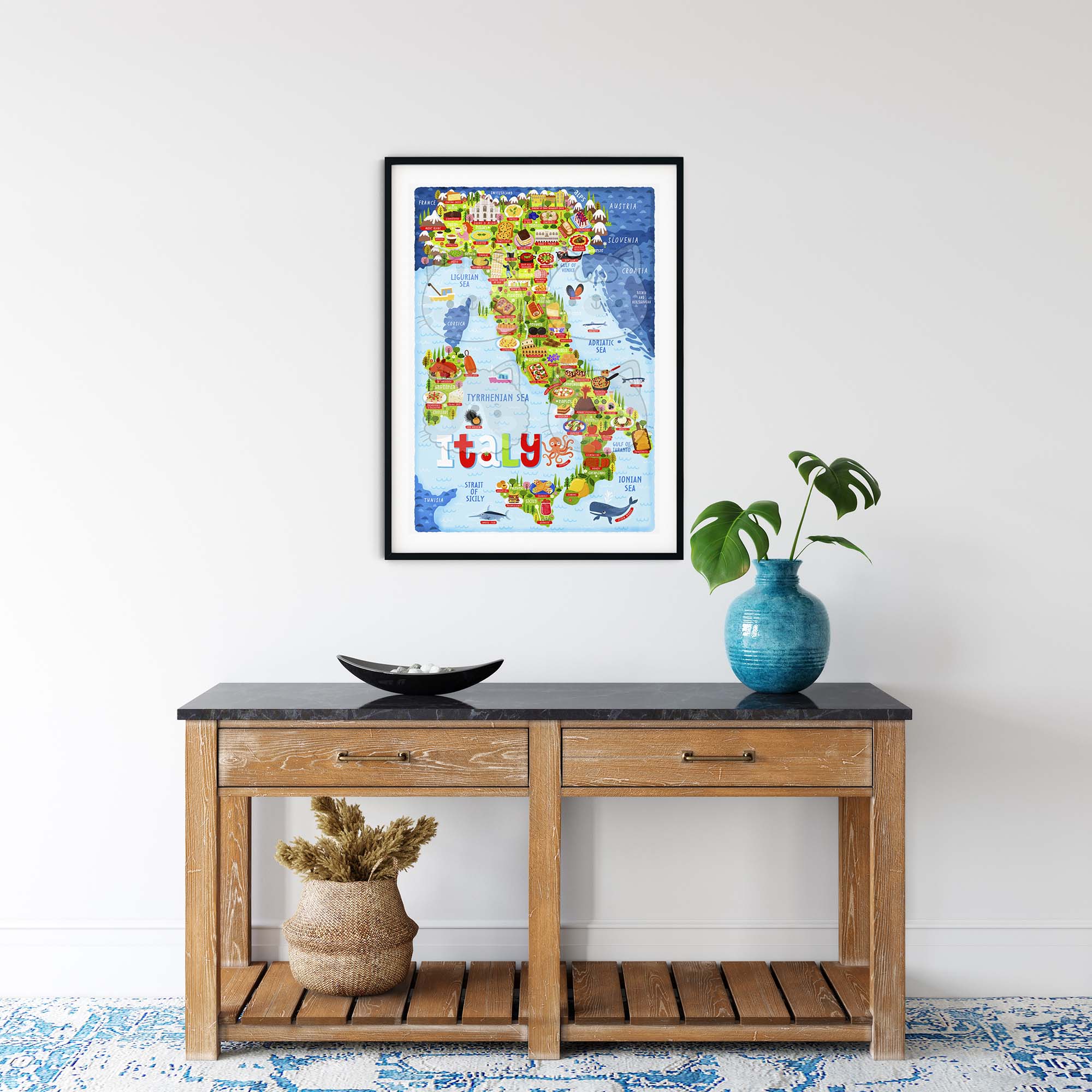 Italy map poster