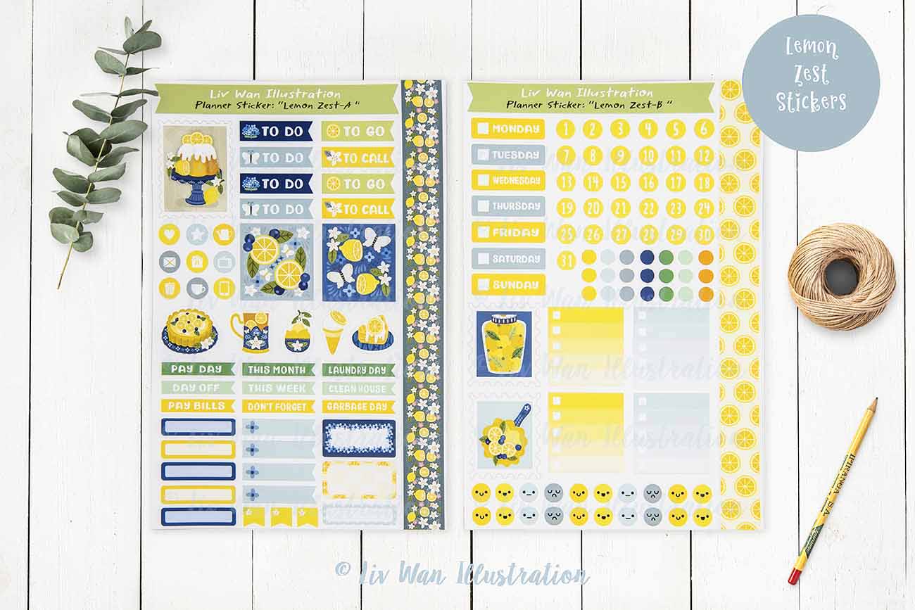 lemon zest planner stickers