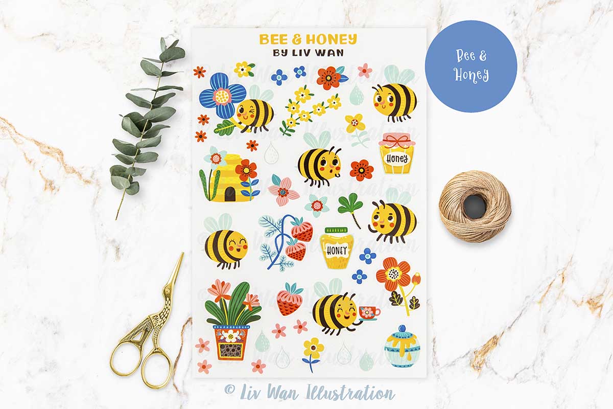 Bees and Honey Sticker Sheet