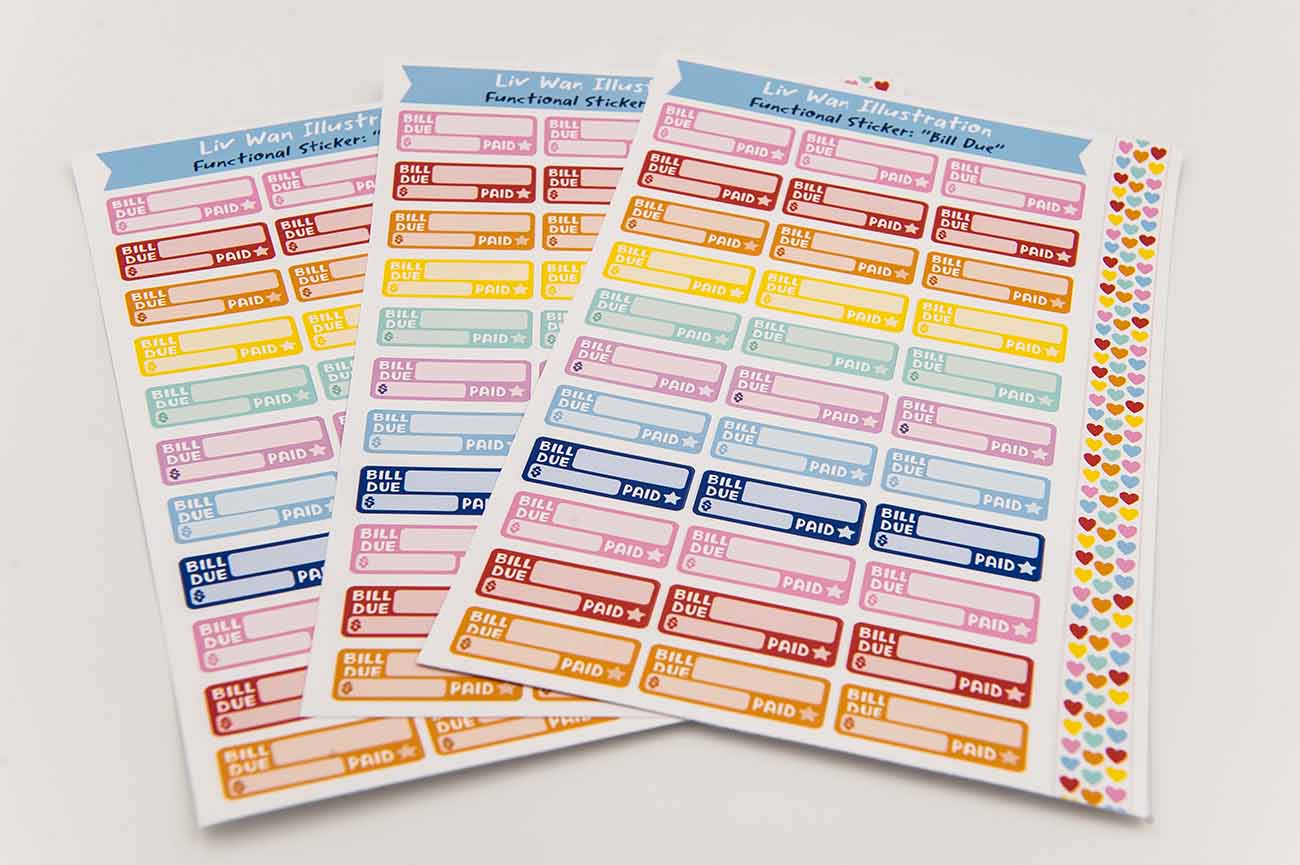 Bill Due Planner Stickers