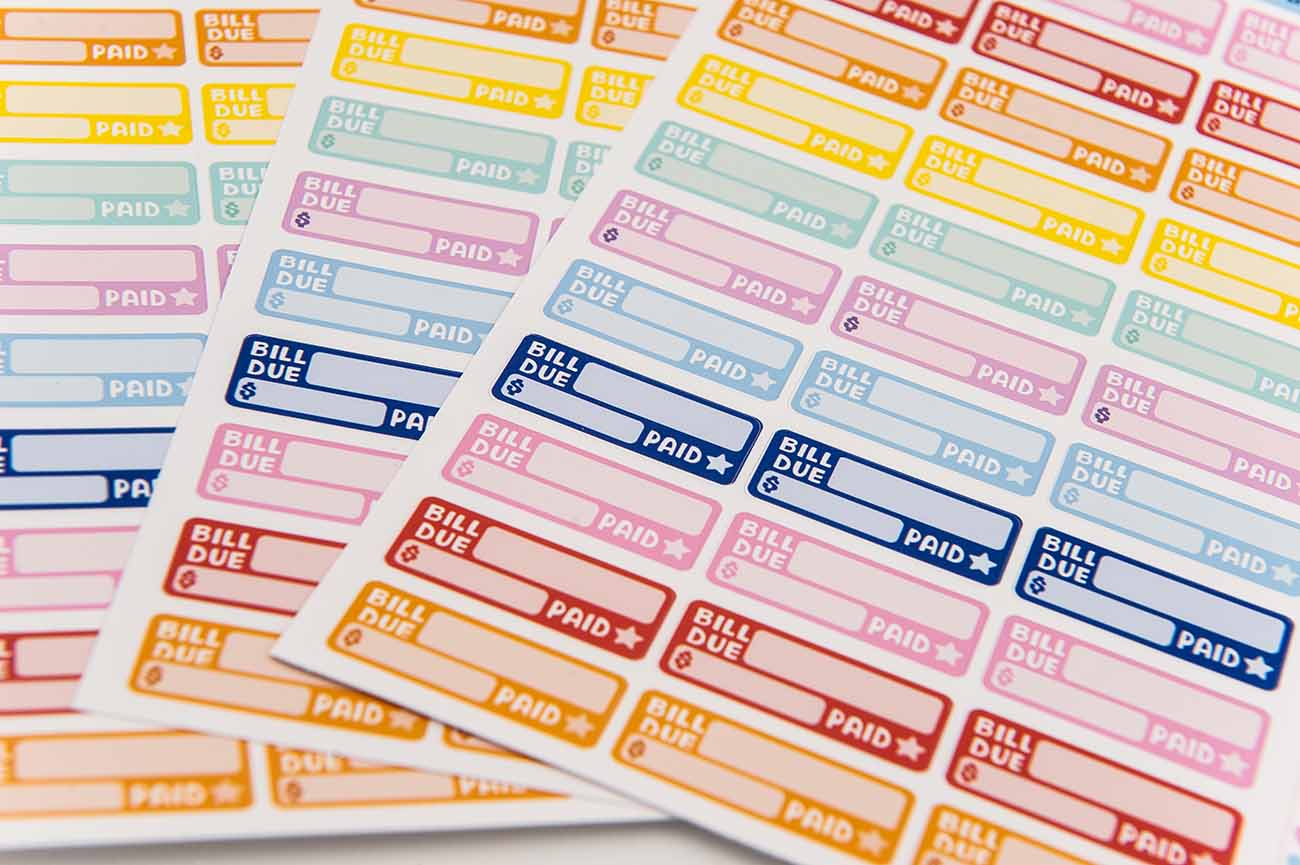 Bill Due Planner Stickers