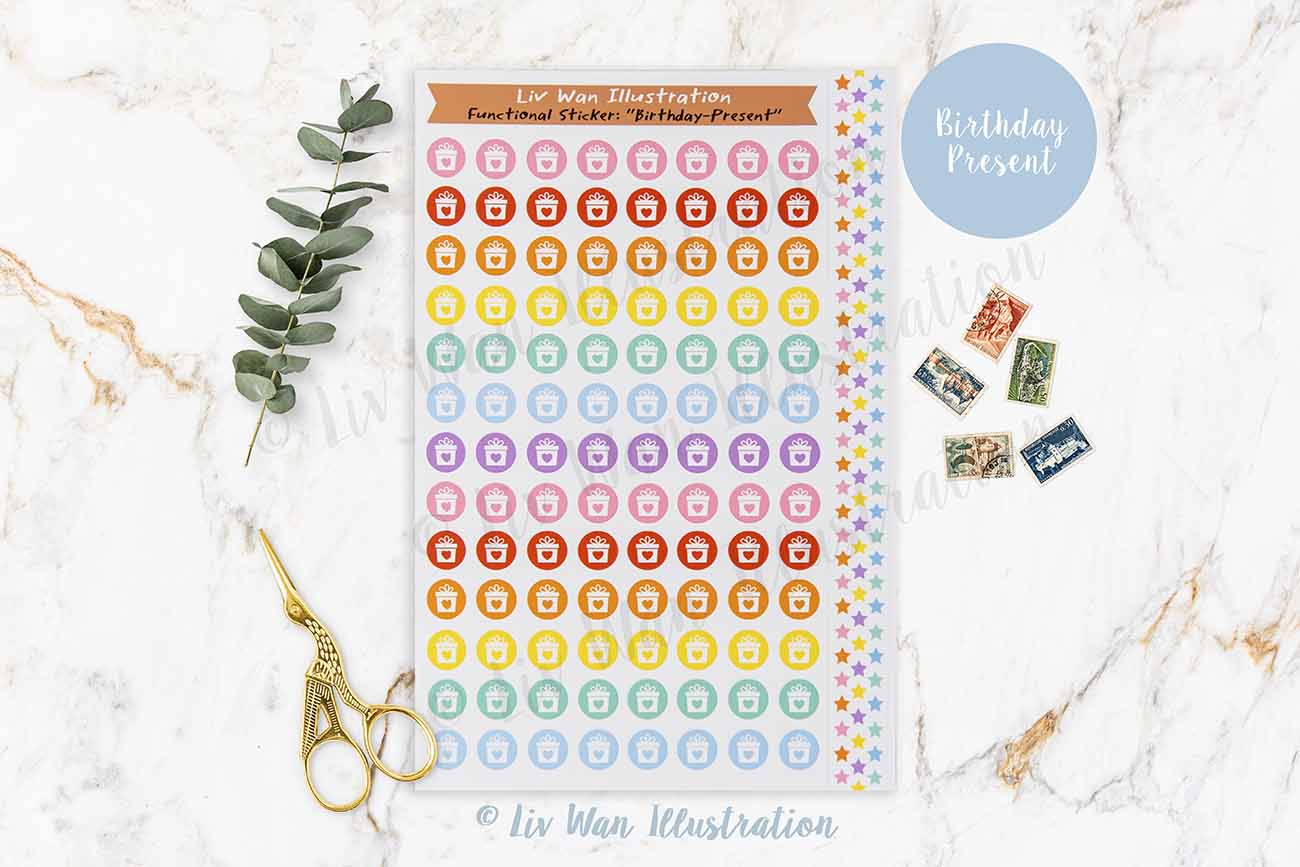 Birthday Present Planner Sticker Sheet