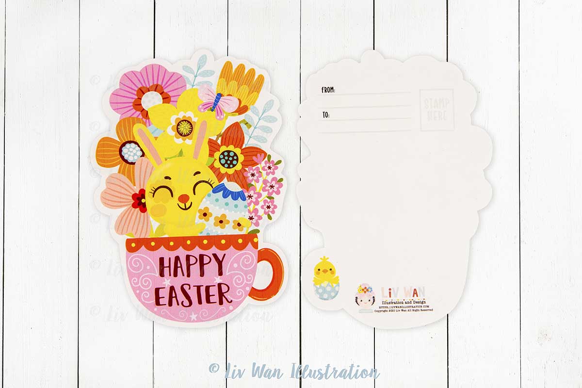 Happy Easter Teacup Postcard