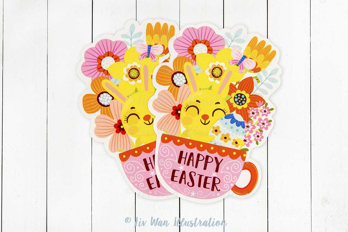 Happy Easter Teacup Postcard