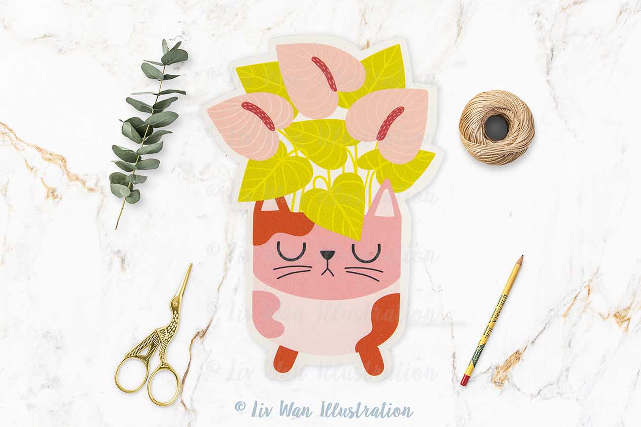 Cat Plant Lovers Postcard