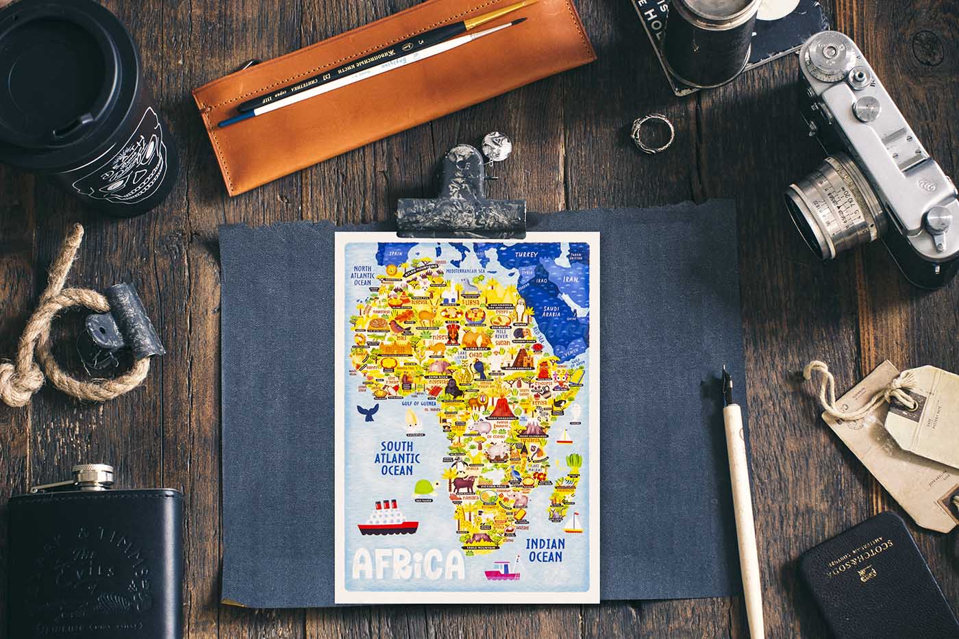Africa Food Map Postcard