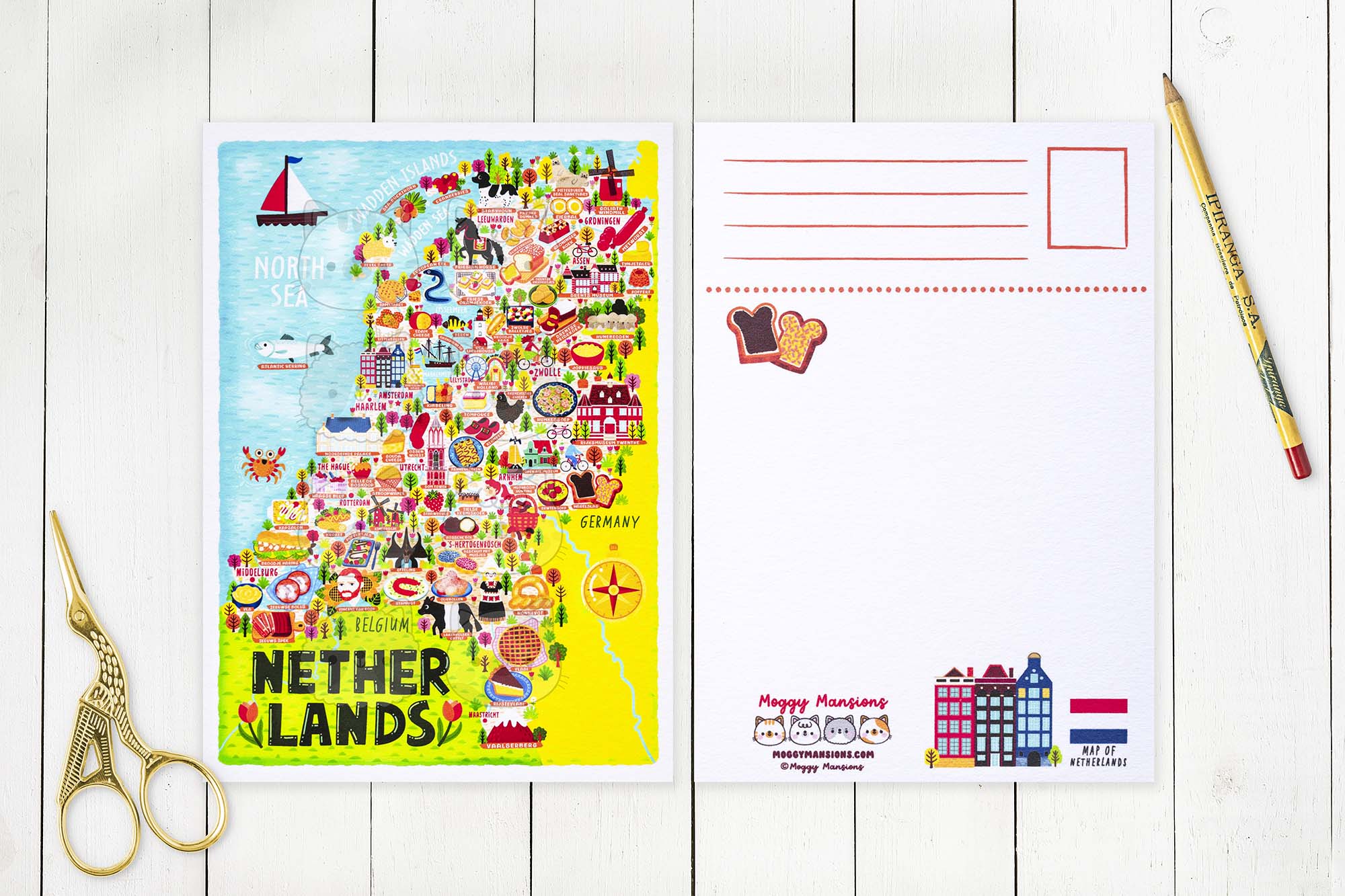 Netherlands map postcard