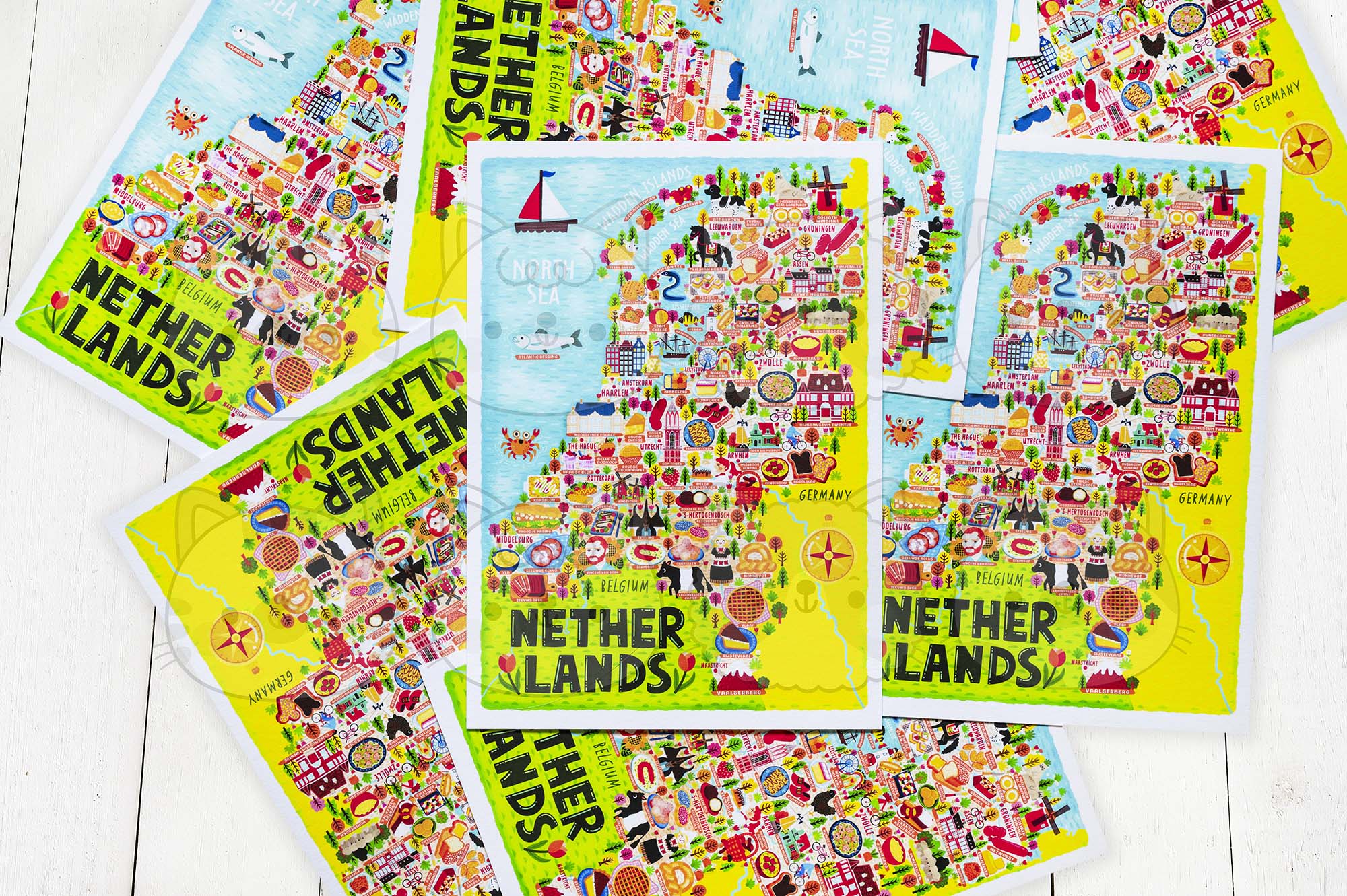 Netherlands map postcard