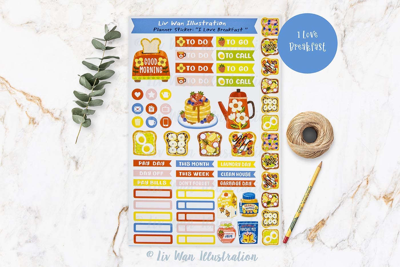 Breakfast Planner Sticker Sheet