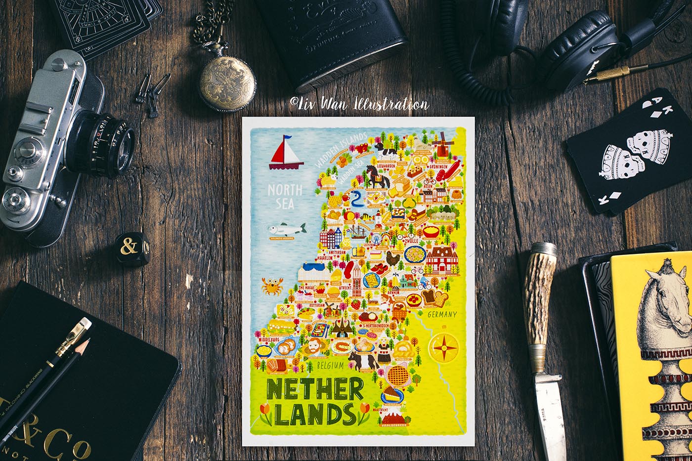 Netherlands Food Map Postcard