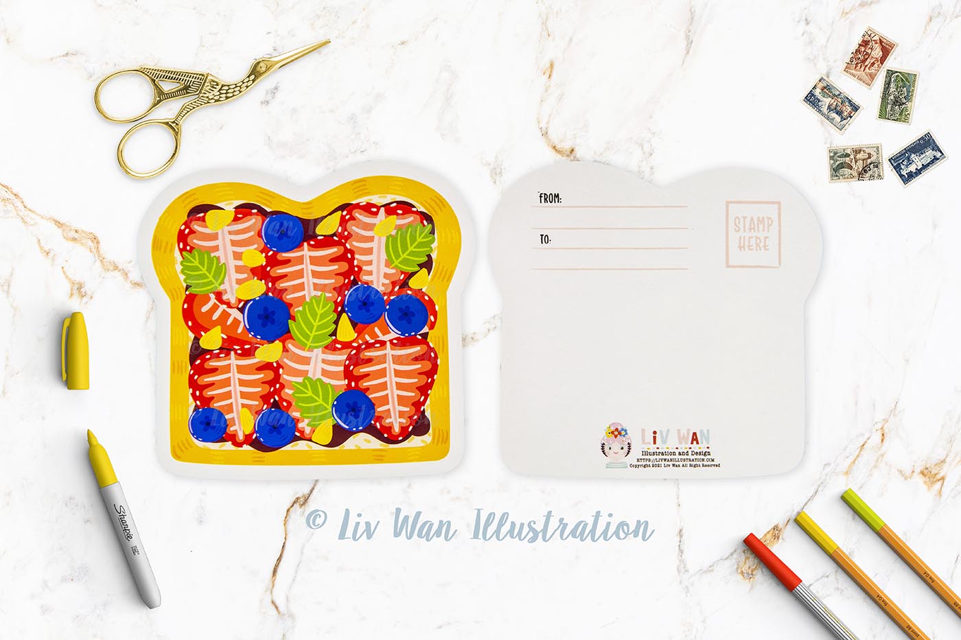 Strawberry Toast Postcard