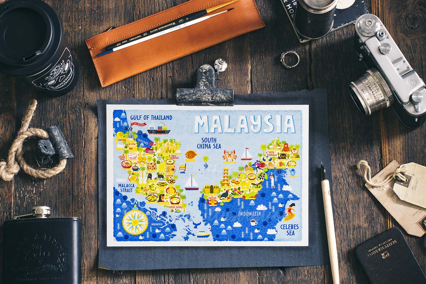 Malaysia Map Postcard