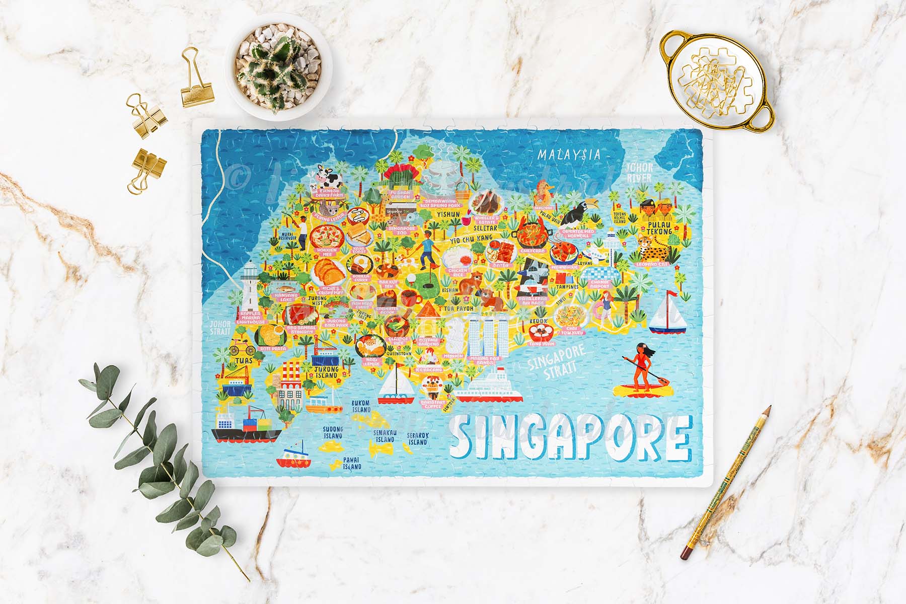 Singapore map jigsaw puzzle