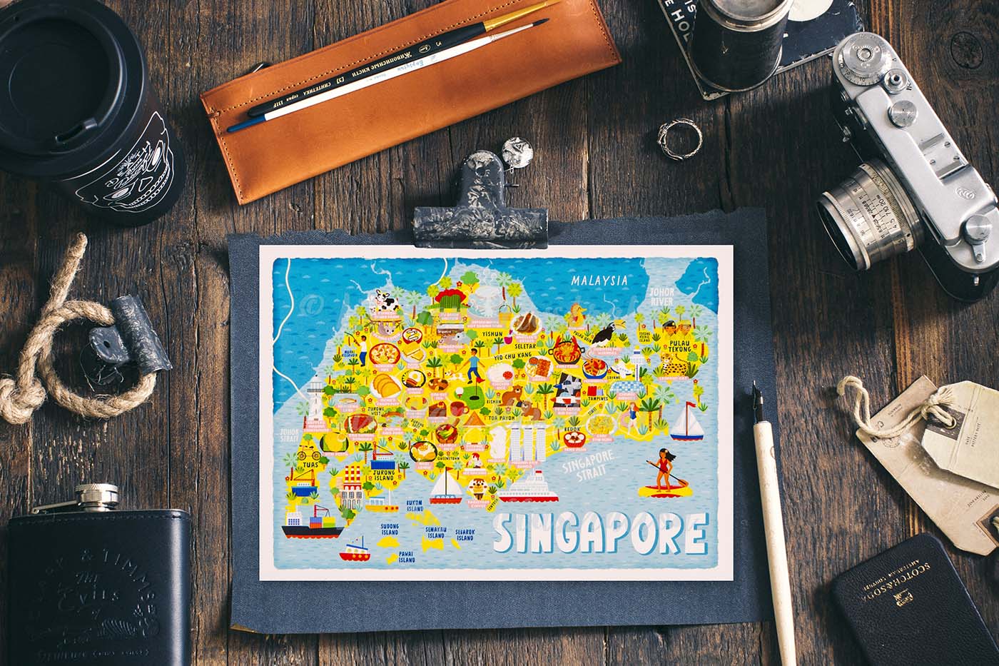 Singapore Map Postcard