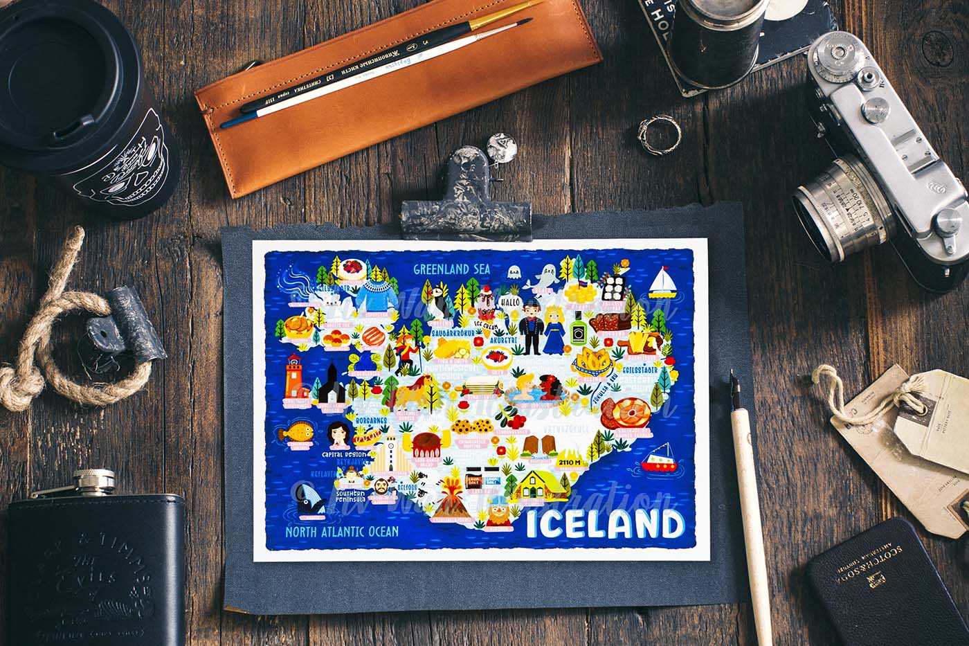 Iceland Map Postcard