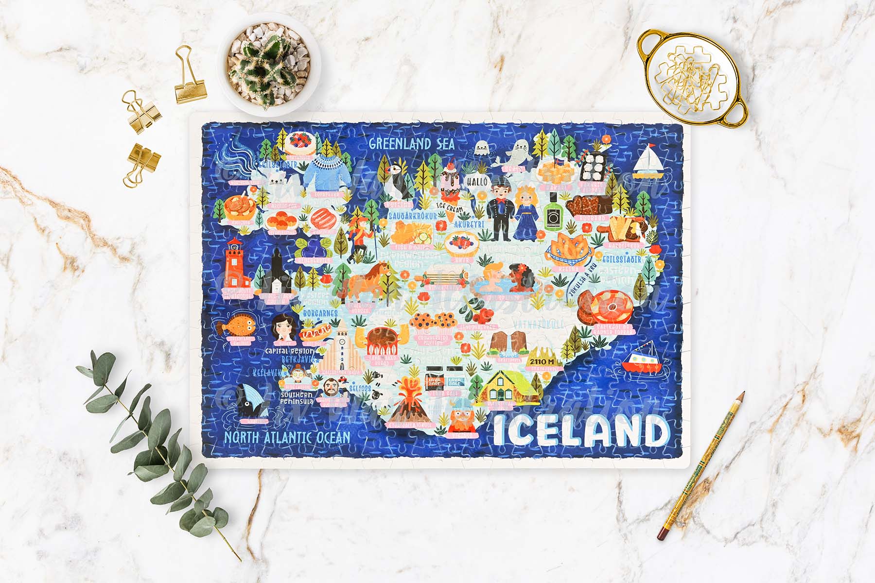 Iceland map jigsaw puzzle